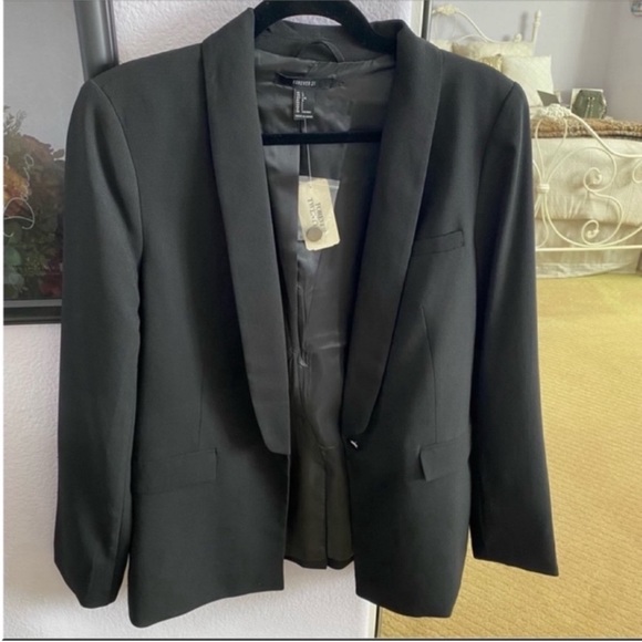 Women's Forever 21 Black Oversized Open Blazer Size Large - Picture 2 of 9
